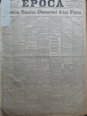 Ziarul Epoca, 19 Decembrie 1899 ; Chestia fanului ; Discursul domnului Fleva foto