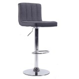 Cumpara ieftin Scaun bar tapiterie gri piele ecologica neagra Hilda 39,5x46x87,5-108,5 cm