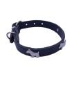 Zgarda neagra accesoriu catel, piele naturala, pentru caini mici, 35 x 1.5 cm, diametru 22-30 cm, Oem