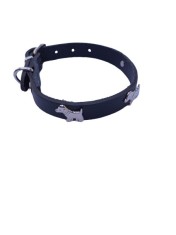 Zgarda neagra accesoriu catel, piele naturala, pentru caini mici, 35 x 1.5 cm, diametru 22-30 cm