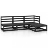 Set mobilier de gradina, 4 piese, negru, lemn masiv de pin