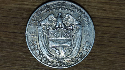 Panama - argint 0.900 raritate - 1/4 / cvarto balboa 1930 - primul an de batere foto