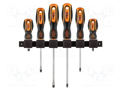 Kit şurubelniţe NEO TOOLS Phillips și plat 6 piese cu m&amp;acirc;ner ergonomic foto