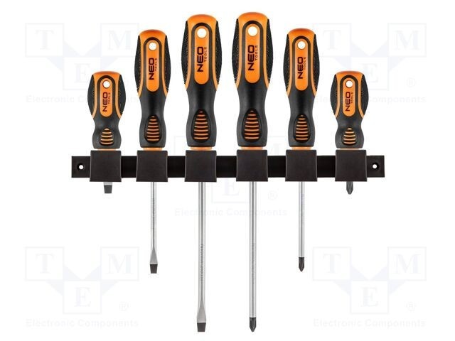 Kit şurubelniţe NEO TOOLS Phillips și plat 6 piese cu m&acirc;ner ergonomic