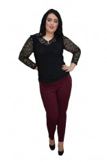 Pantalon casual de culoare marsala, model lung cu fermoare foto