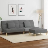 vidaXL Canapea extensibilă cu taburet, 2 locuri, gri &icirc;nchis, textil