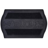 Covor de intrare cu model in relief, Welcome, Negru, 75 x 45 cm, Oem