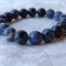 BRATARA argint SPLENDID ornata cu LAPIS LAZULI de efect MASIVA elastica DE EFECT
