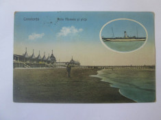 Carte postala Constanta-Baile Mamaia si plaja/vapor,circulata 1924 foto