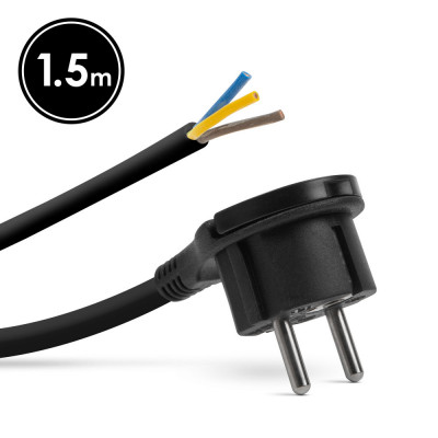 Ștecher cu clemă de plastic &amp;ndash; cablu de 1,5 metri &amp;ndash; 3 x 1,5 mm2 &amp;ndash; negru foto