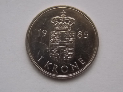 1 krone 1985 DANEMARCA (R &amp;hearts; B) foto