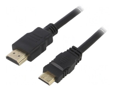 Cablu HDMI 1.4 1m cu mufă HDMI și mini HDMI, negru foto