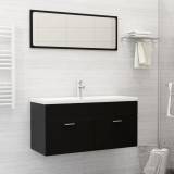 Set mobilier de baie, negru, lemn prelucrat