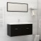 Set mobilier de baie, negru, lemn prelucrat