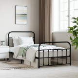 VidaXL Cadru pat metalic cu tăblii de cap/picioare, negru, 107x203 cm