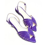 Sandale din piele naturala cu bareta la spate Ruby Purple