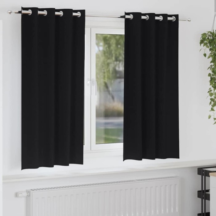 vidaXL Perdele cu perdele 2 pcs Negru 175x140cm Poliester 4107319