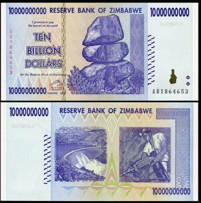 Zimbabwe 2008 - 10 billion dollars XF+/aUNC foto