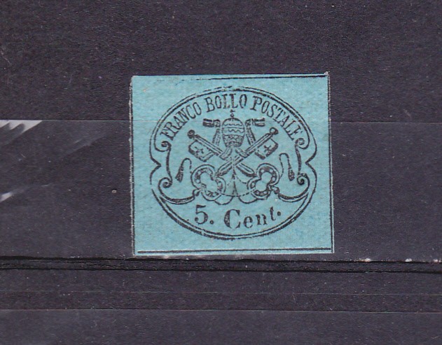 TSV @ - 1867 MICHEL 15 - STATE VECHI ITALIENE, STATUL PAPAL, 5 cent. MNH/** LUX