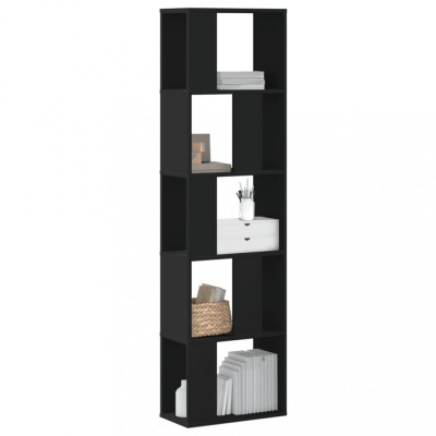 Gossi biblioteca cu 5 niveluri negru 45x23,5x162,5 cm lemn prelucrat foto