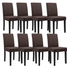 Set Verona 8 scaune bucatarie, 90 x 42 cm, tapitat, piele sintetica, forma sezut trapezoidala, maro foto