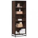 Biblioteca Gossi Stejar Maro 60x35x170.5 cm Lemn prelucrat si Metal cu 5 Compartimente