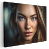 Tablou canvas portret femeie cu ochi albastri, maro, albastru 1128 Tablou canvas pe panza CU RAMA 60x90 cm
