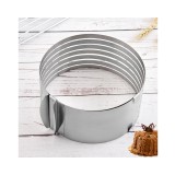Inel metalic reglabil pentru blat de tort, prajituri, cu 6 spatii de feliere, inaltime 8.5 cm, argintiu