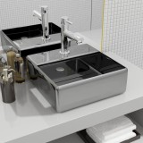VidaXL Chiuvetă cu orificiu robinet argintiu 38x30x11,5 cm ceramică