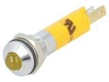 Lampă LED de Control Galbenă 24V &Oslash;8mm Metal