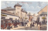 2121 - RM. VALCEA, Market, old cars - old postcard, CENSOR - used - 1918, Circulata, Printata