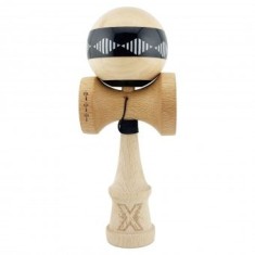 Kendama X FREQUENCY Originala, Profesionala, Big Cups V2, Super Sticky cu Cupe Mari, Rulment Metalic,18 cm, Ata 55 cm, Negru/Maro