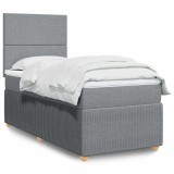 VidaXL Pat box spring cu saltea, gri deschis, 90x190 cm, textil 3291904
