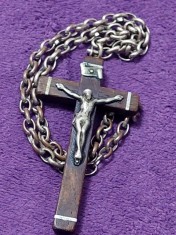 Crucifix cu lant masiv pentru gat,lant si crucifix vechi masiv-antichitate