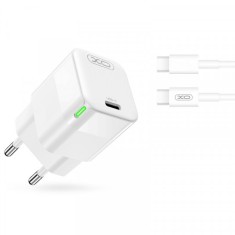 Incarcator Retea Cu Cablu USB-C XO Design CE06, 30W, 3A, 1 x USB-C, Alb