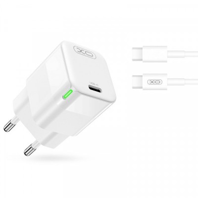 Incarcator Retea Cu Cablu USB-C XO Design CE06, 30W, 3A, 1 x USB-C, Alb foto