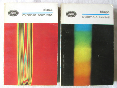 &amp;quot;POEMELE LUMINII&amp;quot;+ &amp;quot;MIRABILA SAMINTA [SAMANTA]&amp;quot;, 2 vol., L. Blaga, 1968. BPT foto