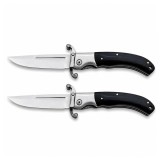 Cumpara ieftin Set doua bricege pliabile DEPOX&reg;, lamă din oțel inoxidabil 420, m&acirc;ner lemn și metal, 23.5 cm, negru