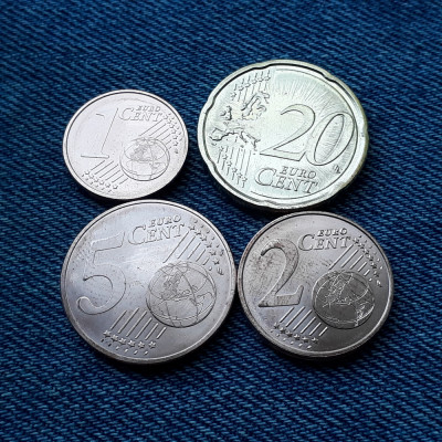 #106 Lot 1, 2, 5, 20 Eurocent Austria 2020 / 4 monede euro cent foto