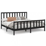 Cadru de pat Super King 6FT, negru, 180x200 cm, lemn masiv pin