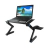 Masa Laptop Ajustabila Aluminiu cu Ventilator USB, Stand Pliabil Portabil, Suport Ergonomic, Negru