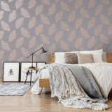 DUTCH WALLCOVERINGS Tapet &quot;Fawning Feather&quot;, gri si aur roz GartenMobel Dekor, vidaXL