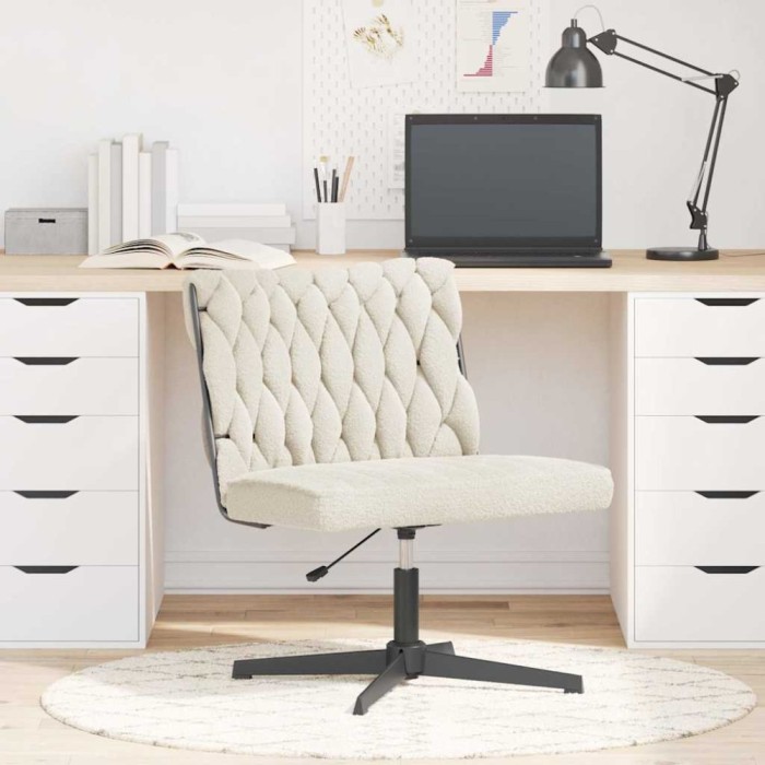 vidaXL Scaun de birou pivotant, țesătură crem ondulată ca l&acirc;nă 4105396