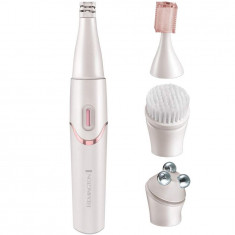 Set de ingrijire faciala Remington Smooth &amp; Silky EP7070, Epilator, Cap masaj, Perie faciala, Trimmer, Alb