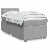 Cumpara ieftin Pat box spring cu saltea, gri deschis, 100x200 cm, textil