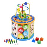 Cub Activitati Educative Copii Montessori 8 in 1 Ceas Labirinturi Abac Forme Geometrice, ProCart