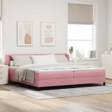 Cumpara ieftin Pat cu arcuri cu headboard Roz 200 x 200 cm Catifea