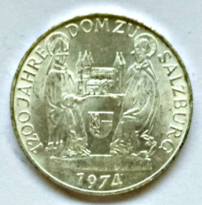 AUSTRIA 50 SCHILLING 1974 1200 ANI DOM ZU SALZBURG ARGINT AUNC foto