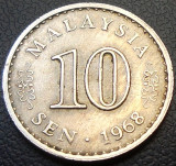Cumpara ieftin Moneda exotica 10 SEN - MALAEZIA, anul 1968 *cod 257, Asia