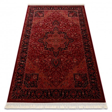 ORIENT Y307 covor visiniu / negru Cadru, clasic, ornament, cu franjuri, 200x290 cm